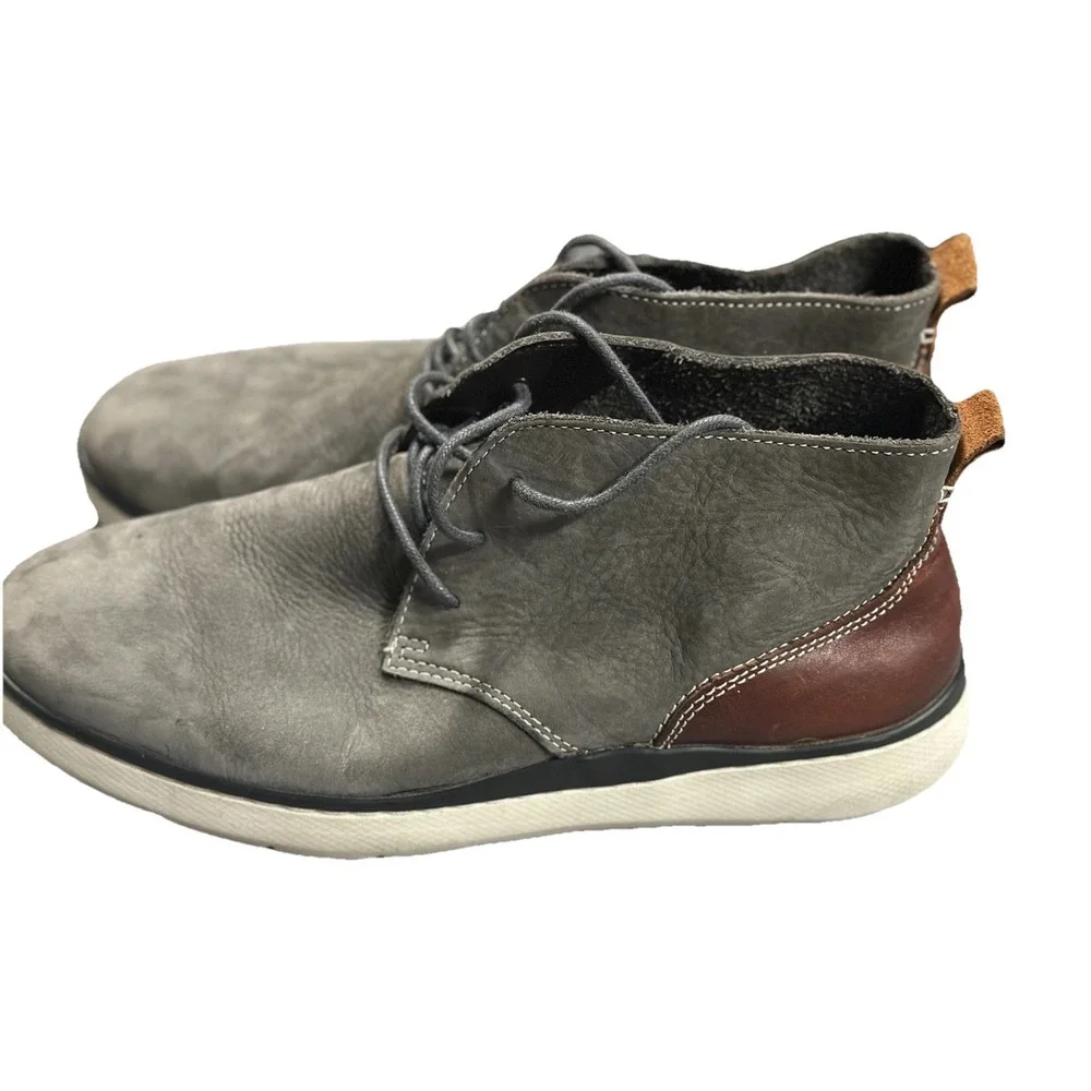 Leather Johnston & Murphy Sheepskin Boots Men's 10.5 Farley Nubuck Chukk Gray